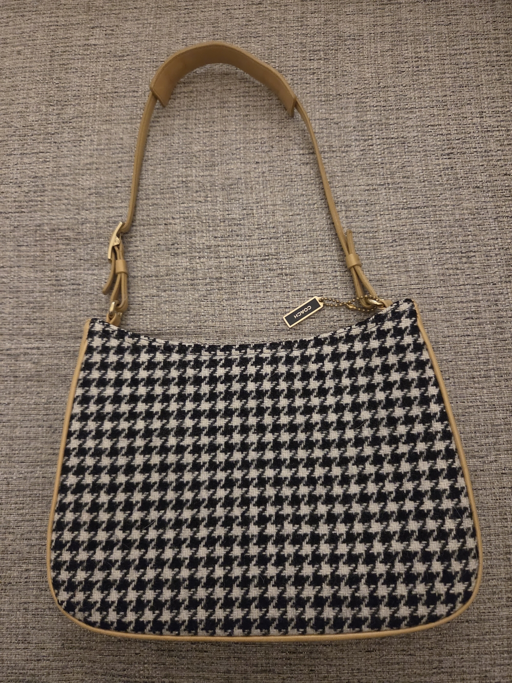 Coach Houndstooth Shoulder Bag in Black & Cream